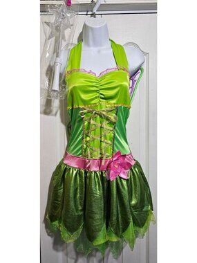 Disney Fairy Tinkerbell Costume Junior 3-5 Dress Wings Light Up Wand Teen Girls